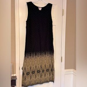 R&K Black and Gold Sheath Midi Dress
